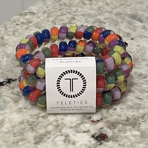 NWT Teleties Pack of 3 Large Hair ties - Chasing Rainbows pattern